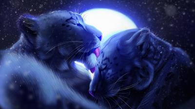 Leopards moon art 4k wallpaper