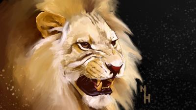 Lion grin art pic 4k wallpaper
