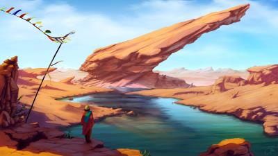 Man wanderer rocks 4k wallpaper