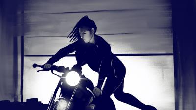 Motorcycle bike girl 4k wallpaper