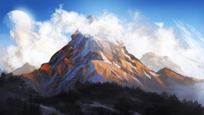 Mountain rock clouds 4k wallpaper