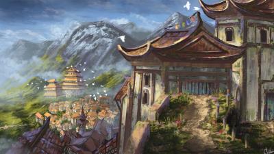 Pagoda temple building image 4k wallpaper