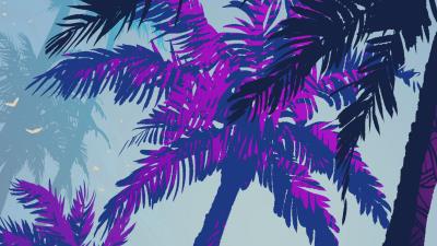 Palm trees trees art 4k wallpaper