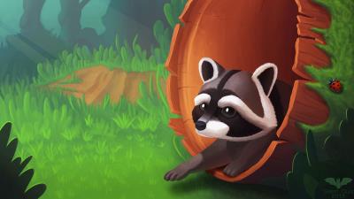 Raccoon hollow art 4k wallpaper