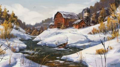 River house boat 4k wallpaper