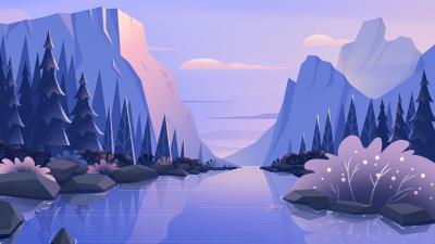 River mountains landscape 4k wallpaper