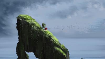 Rock house slope 4k wallpaper