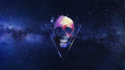 Skull starry sky triangle 4k wallpaper