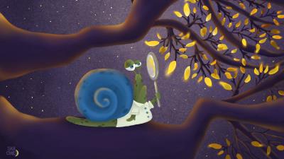 Snail branch magnifier 4k wallpaper