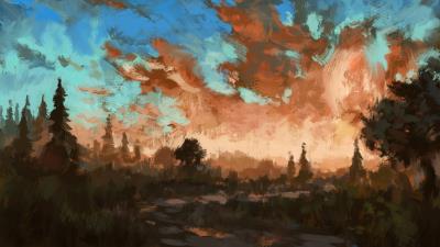 Spruce trees sky 4k wallpaper