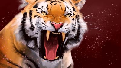 Tiger grin aggression 4k wallpaper