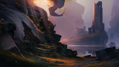 Tower building ruins 4k wallpaper