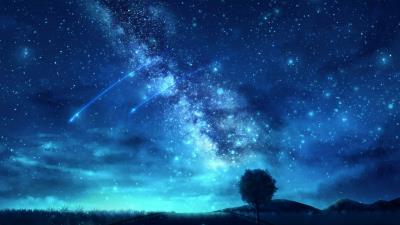 Tree starry sky space 4k wallpaper