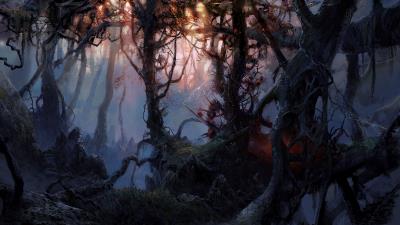 Trees forest art 4k wallpaper