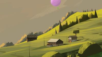 Village houses trees 4k wallpaper