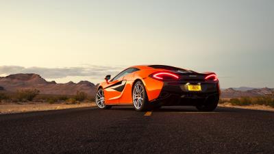 Mclaren 570s rear view orange 4k wallpaper
