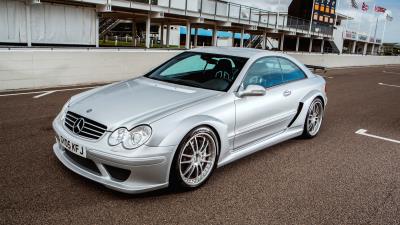 Mercedes benz amg clk class silver side view 4k wallpaper