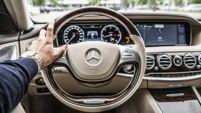Mercedes car steering wheel interior 4k wallpaper