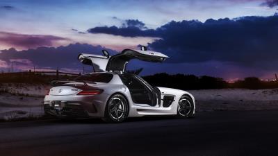 Mercedes sls black series renntech night nature tuning 4k wallpaper