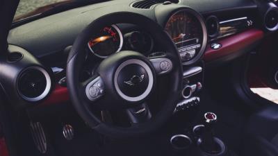 Mini cooper steering wheel car interior 4k wallpaper