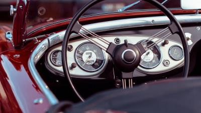 Oldtimer convertible speedometer steering wheel car 4k wallpaper