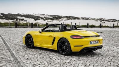 Porsche boxster yellow convertible 4k wallpaper