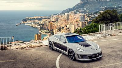 Porsche panamera top view car 4k wallpaper