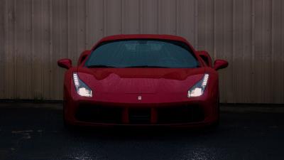 Sports car front view headlight 4k wallpaper