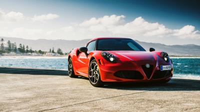 Alfa romeo 4c au spec red side view 4k wallpaper