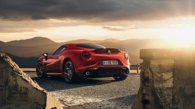Alfa romeo 4c launch edition red rear view 4k wallpaper