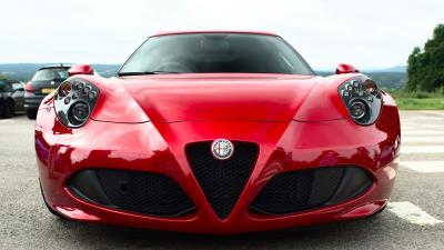 Alfa romeo red front view 4k wallpaper