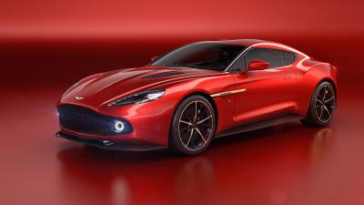 Aston martin vanquish red side view 4k wallpaper