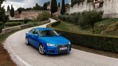 Audi a4 tfsi quattro blue side view 4k wallpaper