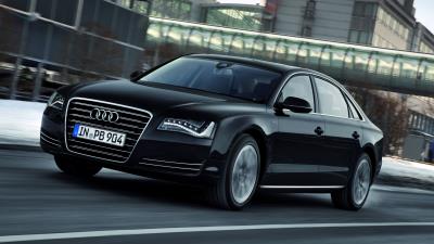 Audi a8l black side view 4k wallpaper