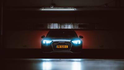Audi front view headlights 4k wallpaper