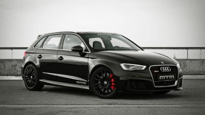 Audi rs3 mtm side view black 4k wallpaper