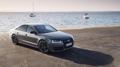 Audi s8 side view sea 4k wallpaper