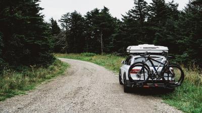 Auto bicycle travel nature 4k wallpaper