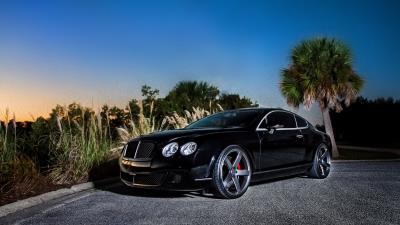 Bentley continental gt black side view 4k wallpaper