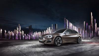 Bmw compact side view night 4k wallpaper