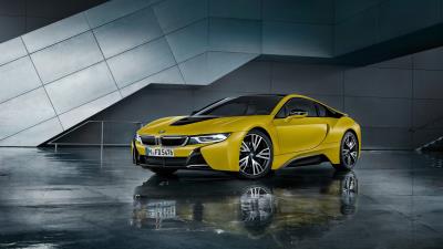 Bmw i8 frozen yellow 2017 4k wallpaper