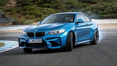 Bmw m2 f87 blue side view 4k wallpaper