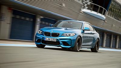 Bmw m2 f87 front view blue 4k wallpaper