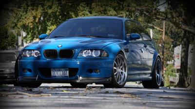 Bmw m3 e46 blue front view 4k wallpaper