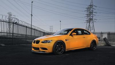 Bmw m3 e92 orange power line 4k wallpaper