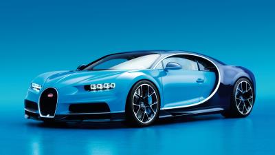 Bugatti chiron side view blue 4k wallpaper