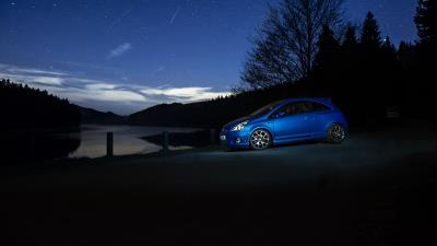 Car blue side view 4k wallpaper