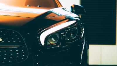 Car front view headlight 4k wallpaper
