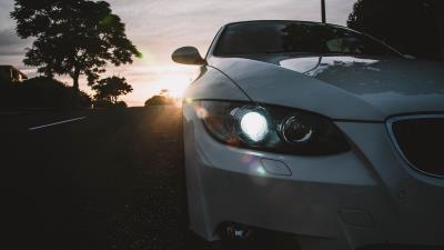 Car gray headlight image 4k wallpaper