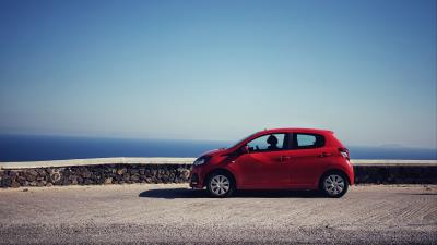 Car mini red side view 4k wallpaper